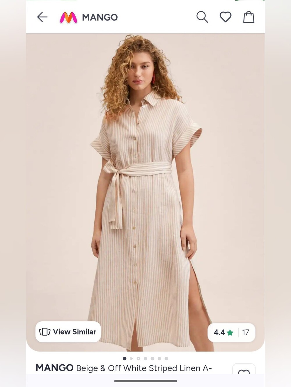 Mango MNG Linen Shirt Dress
